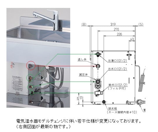 【大型商品※送料別途】アズワン1-9100-11　流し台 (電気温水器内蔵) 1200×750×800(930)mm　DWA-1275YT