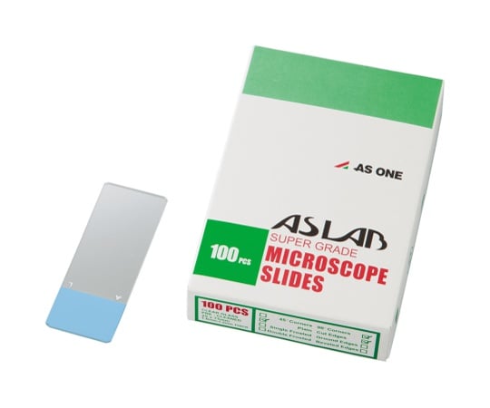 アズラボ(アズワン)1-9647-16アズラボスライドガラス（ソーダ）縁研磨・カラーフロスト１００枚入１０１２８１０５Ｐブルー【1箱(100枚入)】(as1-1-9647-16)