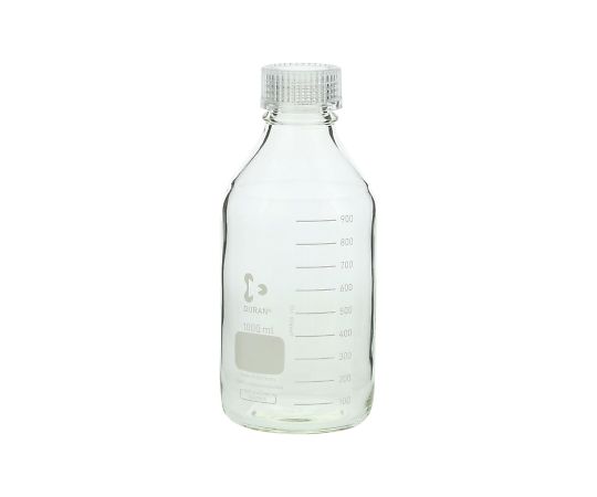 ねじ口瓶丸型白（デュラン(R)）　透明キャップ付　1000mL