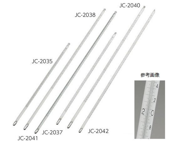 精密棒状水銀温度計(最小目盛：0.1℃) JCシリーズ 校正証明書付 日本