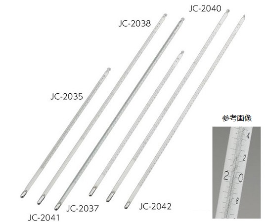 2-064-06 精密棒状水銀温度計(最小目盛：0.1℃) -20～100℃ 450mm JC