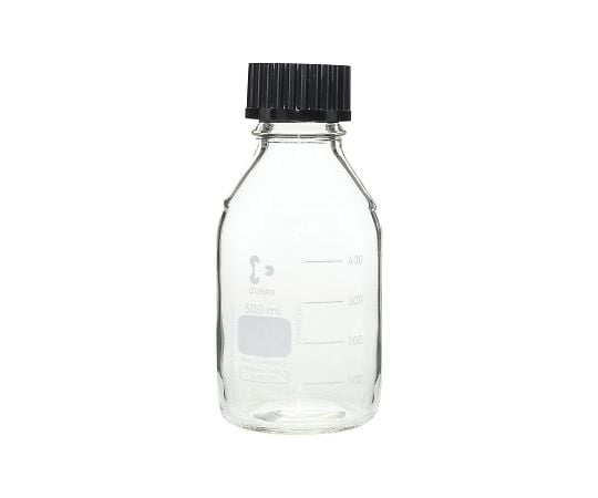 SCHOTT/DURAN2-075-03ねじ口瓶丸型白（デュラン(R)）黒キャップ付５００ｍＬ【1本】(as1-2-075-03)