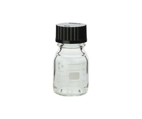 SCHOTT/DURAN2-075-09ねじ口瓶丸型白（デュラン(R)）黒キャップ付１５０ｍＬ【1本】(as1-2-075-09)