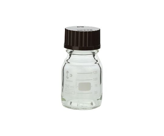 SCHOTT/DURAN2-076-09ねじ口瓶丸型白（デュラン(R)）赤キャップ付１５０ｍＬ【1本】(as1-2-076-09)