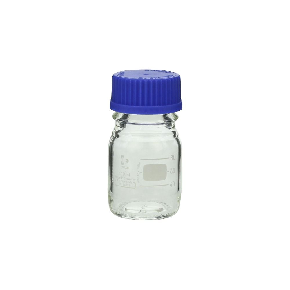 ねじ口瓶丸型（デュラン（R）） 青キャップ付 100mL