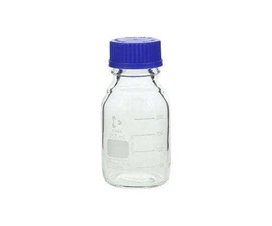 SCHOTT/DURAN2-077-03ねじ口瓶丸型白（デュラン(R)）青キャップ付２５０ｍＬ【1本】(as1-2-077-03)