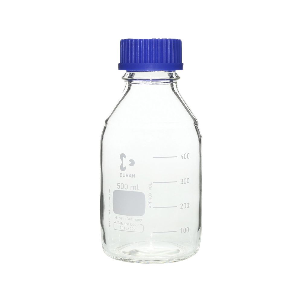 ねじ口瓶丸型（デュラン（R）） 青キャップ付 500mL