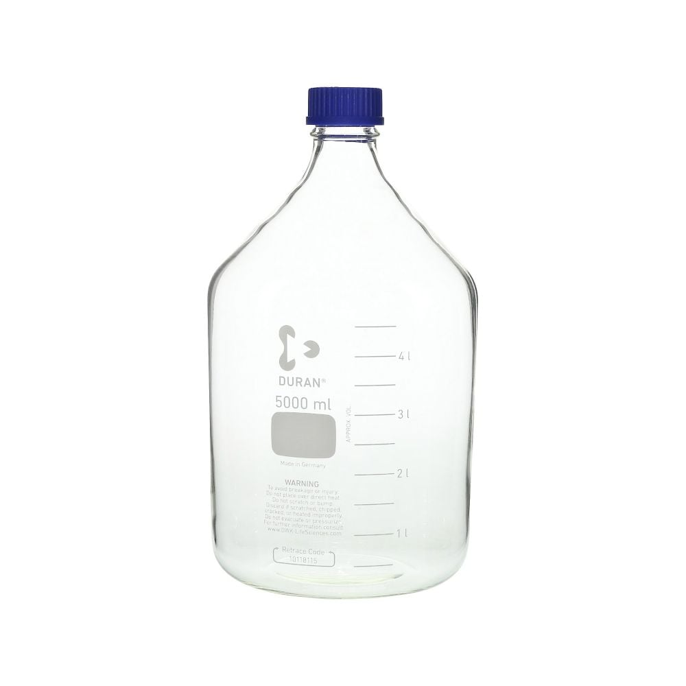 ねじ口瓶丸型白（デュラン（R））　青キャップ付き/2000ml　ONE　アズワン/AS　品番：2-077-06-
