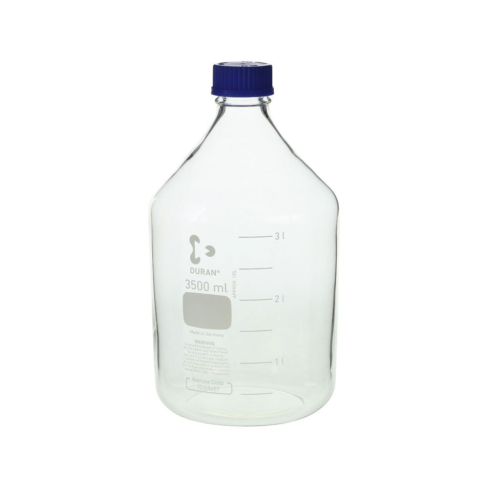 直売所 ねじ口瓶丸型白(ﾃﾞｭﾗﾝ(R)) 青ｷｬｯﾌﾟ付 3500mL 1本 自由研究