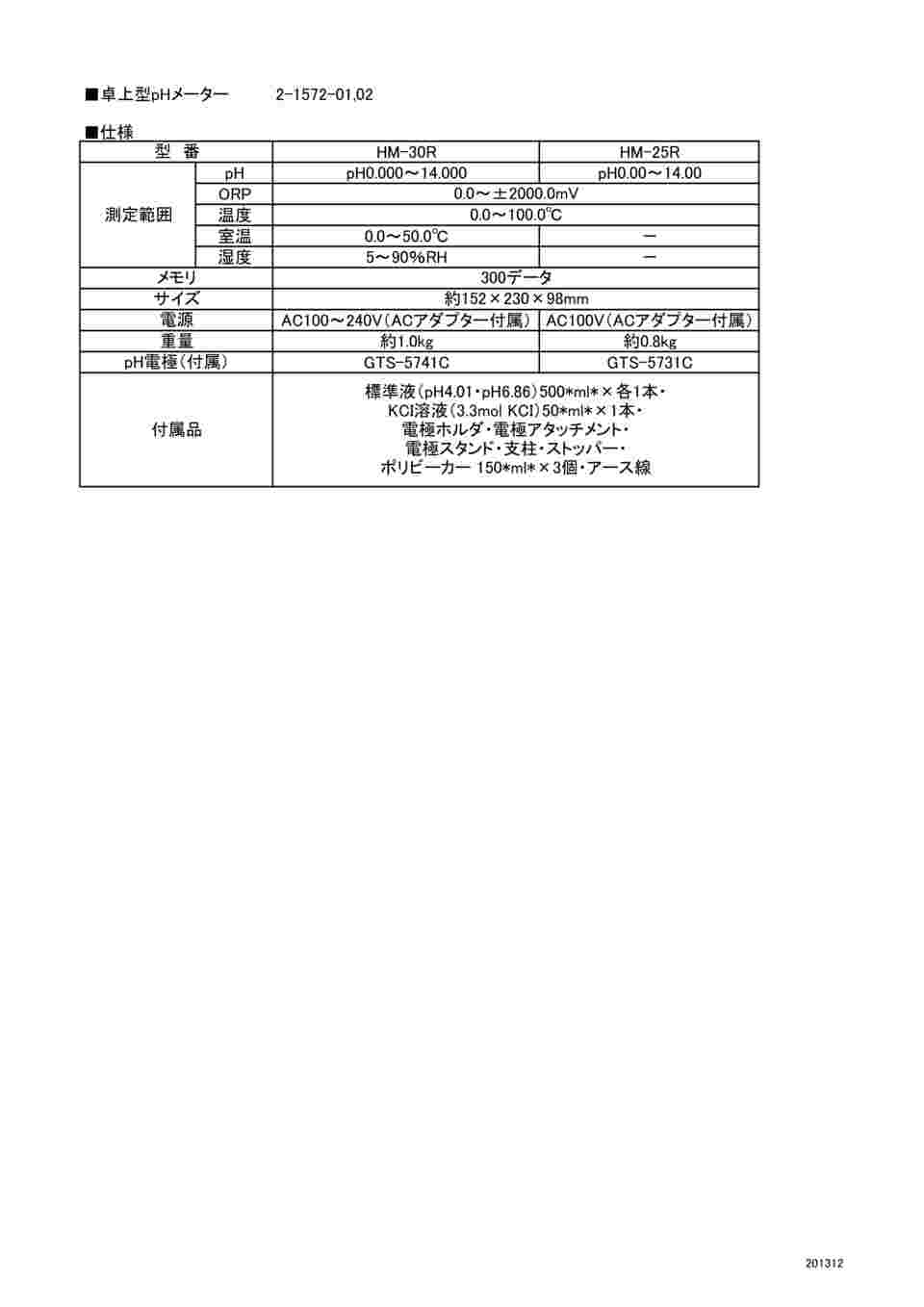 取扱を終了した商品です］卓上型ｐＨメーター HM-30R 2-1572-01 【AXEL