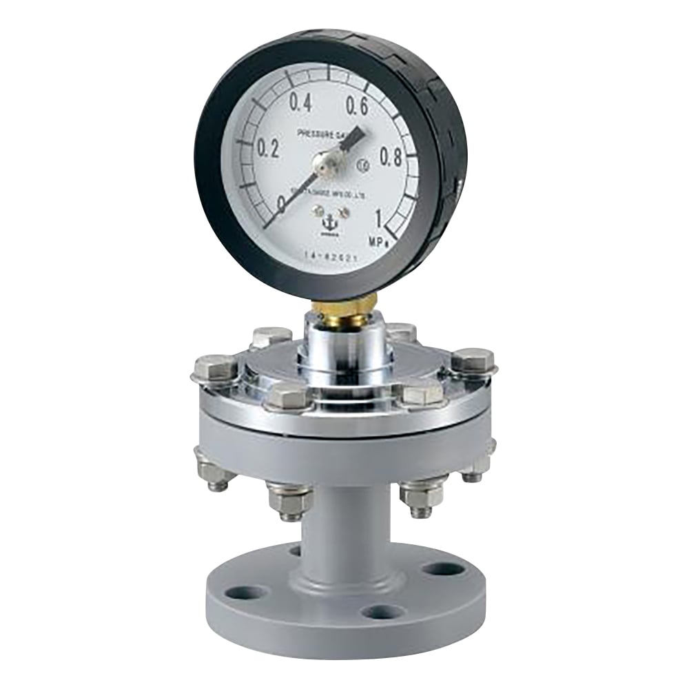 ダイヤフラム式圧力計（フランジタイプ）　75×0.6フッ素