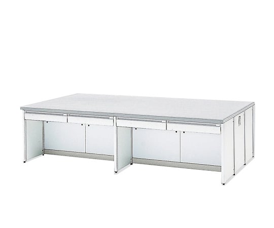 【特大】アズワン2-3557-18中央実験台ホワイト・引出し付き・フレーム型３６００×１５００×８００【1台】(as1-2-3557-18)