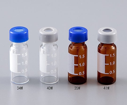 2-3857-09 質量分析用バイアル(MSCERT5000品質証明書付き) 2mL ラベル付き透明 (青色キャップ) 341W