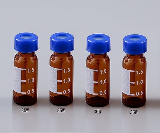 2-3857-11 質量分析用バイアル(MSCERT5000品質証明書付き) 2mL ラベル付き褐色 (青色キャップ) 351W