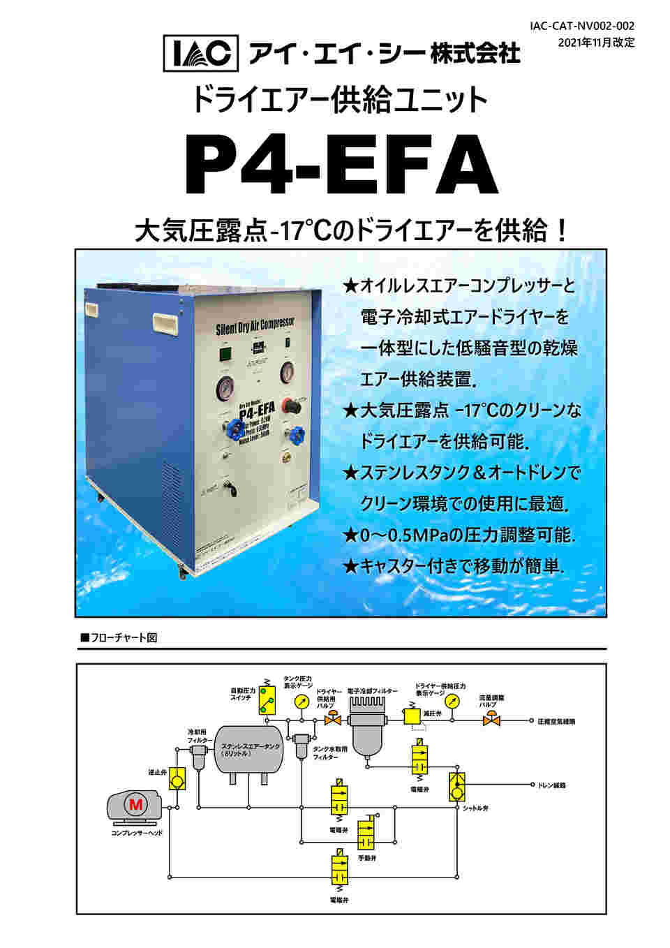 アズワン 2-4017-12 クリーンエアーコンプレッサーP4−EFA【1台】 2401712-