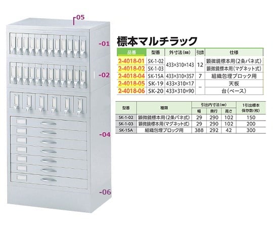 2-4018-01標本マルチラックＳＫ－１－０２４３３×３１０×１４３ｍｍ【1台】(as1-2-4018-01)