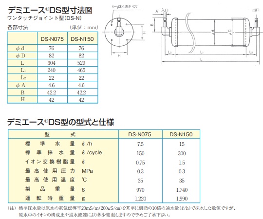 2-4340-01 ディスポタイプ純水器 デミエース DS-N075型