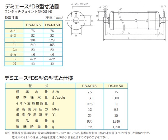 ディスポタイプ純水器　デミエース　DS-N150型