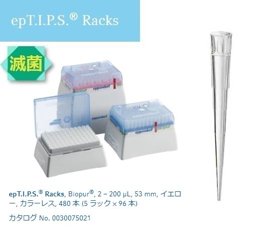 2-4878-02 ピペットチップ(epTIPS) ラック 2～200μL 96本/箱×5箱 0030