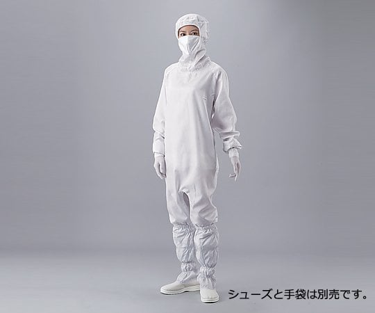 アズピュアクリーンルームウェア　（フード・マスク一体・ハイドファスナー）　白　L　10312W