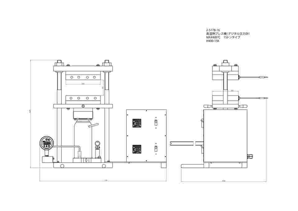 2-5178-16 高温熱プレス機 0～15t H400-15K 【AXEL】 アズワン