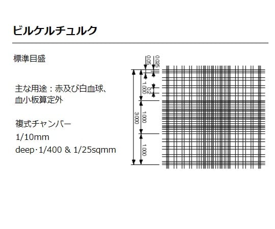 2-5552-32 血球計算盤 ビルケルチェルク盤 （JISブライトライン） ビルケルチュルク盤