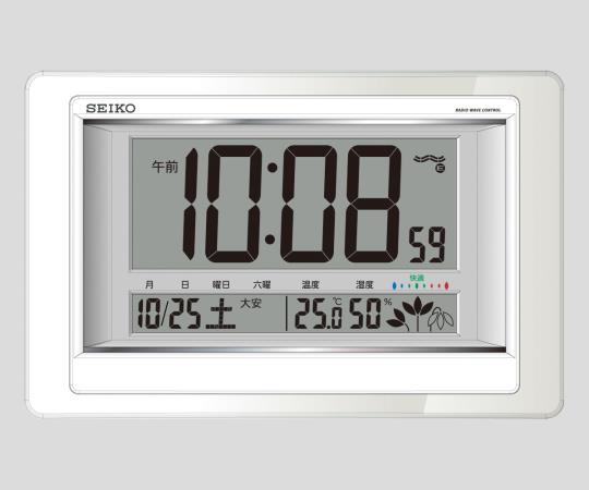 2-7730-11 温度湿度計付電波デジタル時計 SQ432W