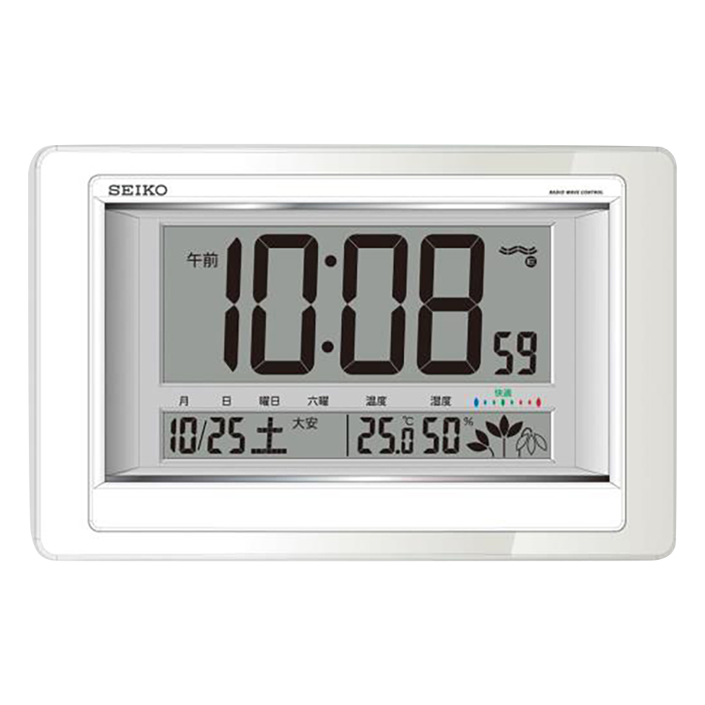 取扱を終了した商品です］温度湿度計付電波デジタル時計 SQ432W 2-7730