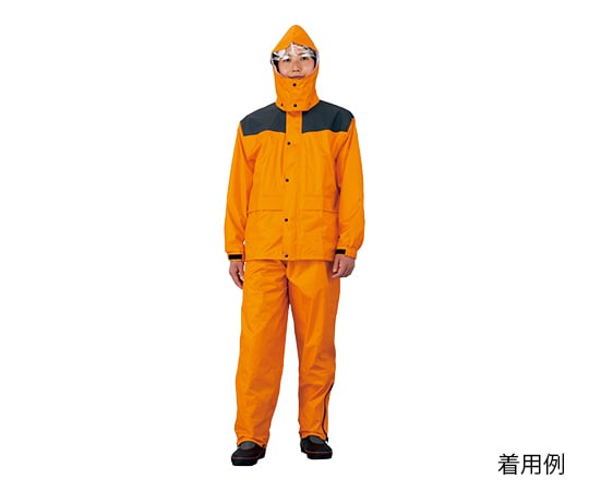 2-8961-11 レインウェア(耐久補強高圧防水) M PVCコーティング オレンジ