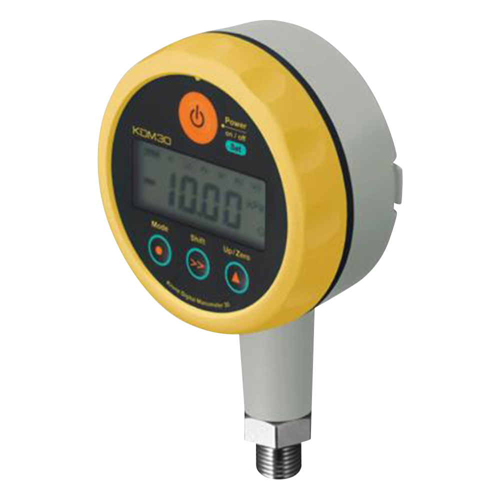 高精度デジタル圧力計 006P（9V）乾電池タイプ イエロー KDM30-10MPaG-B-YL