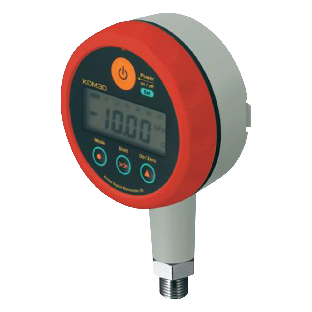 高精度デジタル圧力計 006P（9V）乾電池タイプ レッド KDM30-500kPaG-B-RE