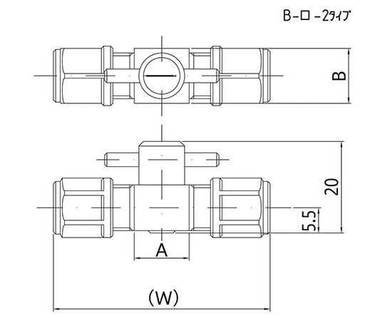 2-9975-02 ミニチュアCTFE2方コック（チューブ接続タイプ） B-3-2
