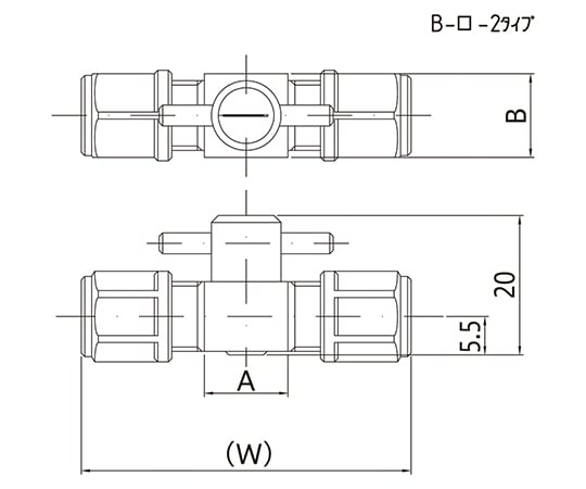 2-9975-03 ミニチュアCTFE2方コック（チューブ接続タイプ） B-4-2