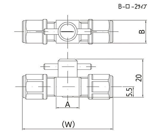 2-9975-04 ミニチュアCTFE2方コック（チューブ接続タイプ） B-6-2