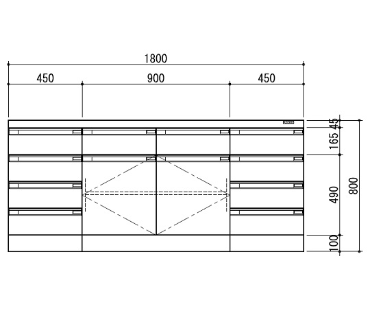 【特大】アズワン3-1280-11サイド実験台ホワイト・木製タイプ１８００×７５０×８００【1台】(as1-3-1280-11)