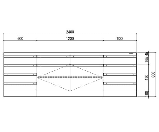 【特大】アズワン3-1280-12サイド実験台ホワイト・木製タイプ２４００×７５０×８００【1台】(as1-3-1280-12)