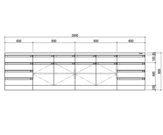 【特大】アズワン3-1280-13サイド実験台ホワイト・木製タイプ３０００×７５０×８００【1台】(as1-3-1280-13)