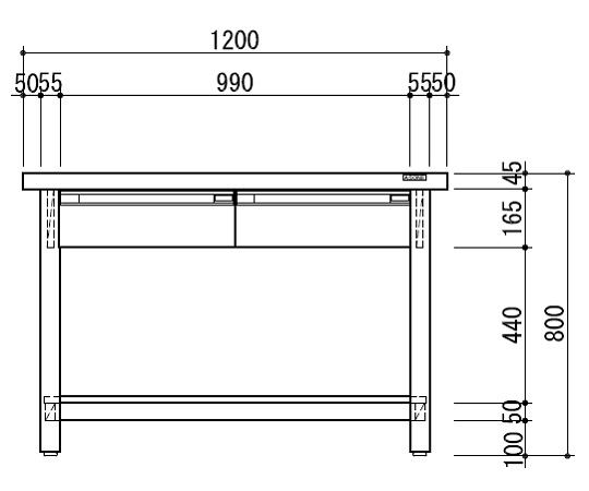 【特大】3-1285-11作業台(ホワイトタイプ)引出し(片面)21200×750×800mm【1個】(as1-3-1285-11)