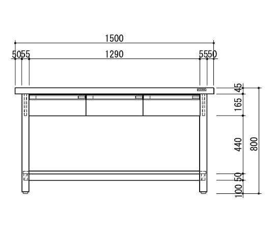 【特大】3-1285-12作業台(ホワイトタイプ)引出し(片面)31500×750×800mm【1個】(as1-3-1285-12)