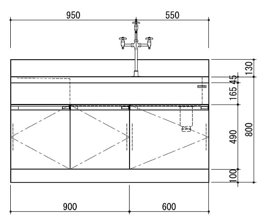 【特大】3-1287-13流し台(ホワイトタイプ)DWE-1500W【1個】(as1-3-1287-13)