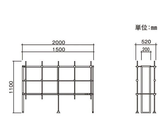 3-1360-11 ジャングルラック スチールフレーム(メラミン焼付塗装