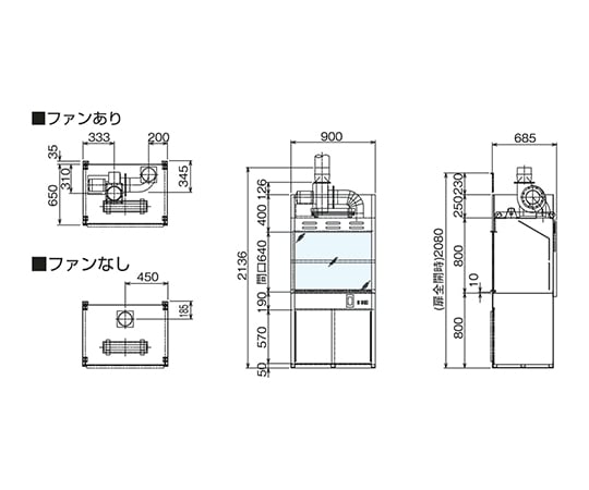 【大型商品※送料別途】アズワン3-1373-13　ラボドラフト（PVC・W900タイプ）　ファンあり ZPF-900