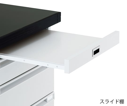 3-2005-22 サイド実験台 (木製タイプ・スライド棚付き) 2400×750×800 mm SOA-2475SD