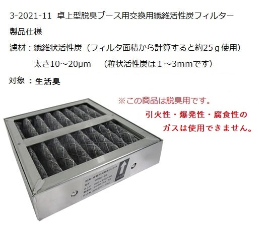 3-2021-11 卓上型脱臭ブース用交換用繊維活性炭フィルター（1枚入