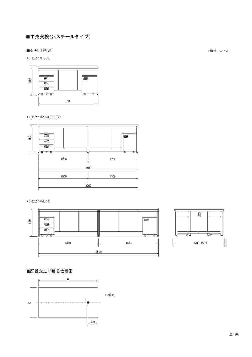 取扱を終了した商品です］中央実験台 AA-2412K 3-2027-02 【AXEL