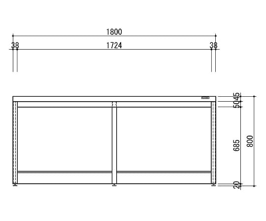 【特大】アズワン3-3849-01中央実験台木製ホワイトタイプ・引出し無し・フレーム型１８００×１２００×８００【1台】(as1-3-3849-01)