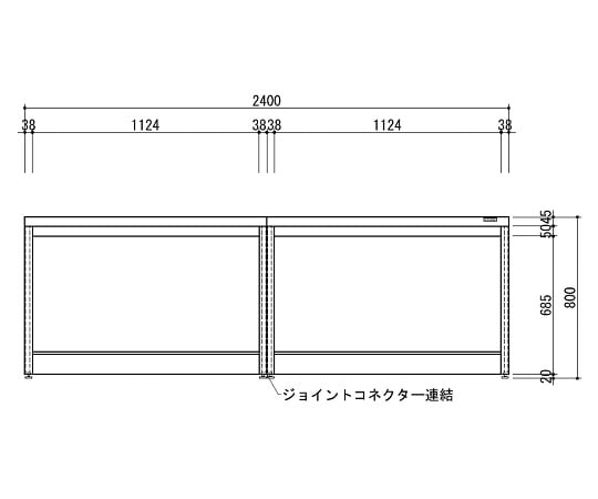 【特大】アズワン3-3849-02中央実験台木製ホワイトタイプ・引出し無し・フレーム型２４００×１２００×８００【1台】(as1-3-3849-02)