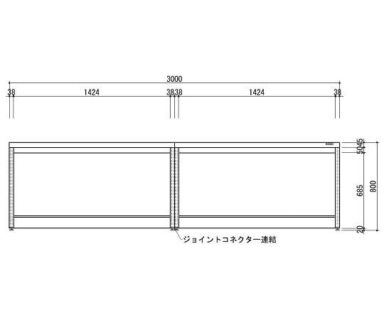3-3849-03 中央実験台 木製ホワイトタイプ・引出し無し・フレ-ム型 3000×1200×800 HAO-3012W