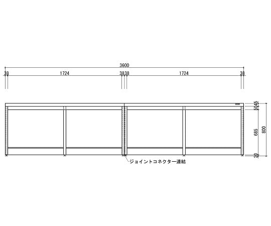 【特大】アズワン3-3849-04中央実験台木製ホワイトタイプ・引出し無し・フレーム型３６００×１２００×８００【1台】(as1-3-3849-04)