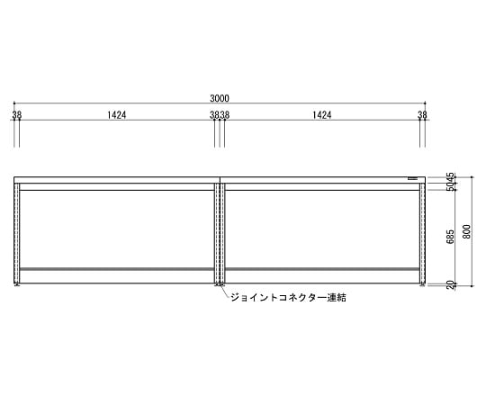【特大】アズワン3-3850-03中央実験台木製ホワイトタイプ・引出し無し・フレーム型３０００×１５００×８００【1台】(as1-3-3850-03)